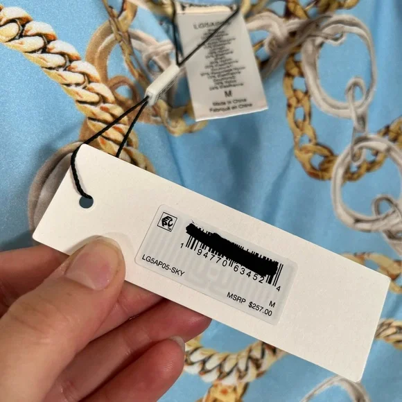 L'AGENCE Light Blue Chain Print Swimsuit - Picture 3 of 8